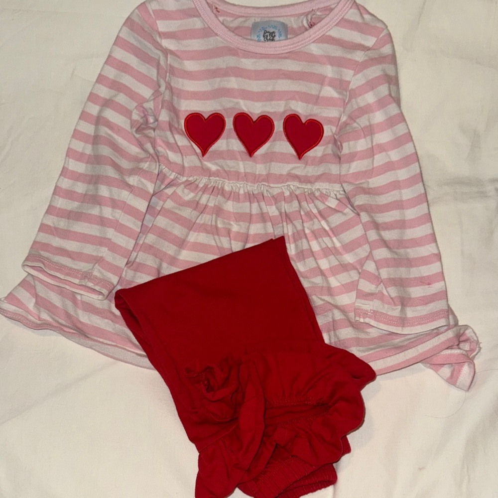 Valentines Striped Set with Hearts